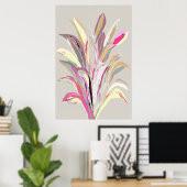 Abstracte tropische Plant Vector Art Style Poster (Thuiskantoor)