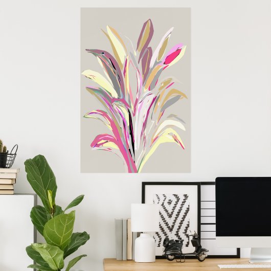 Abstracte tropische Plant Vector Art Style Poster (Thuiskantoor)