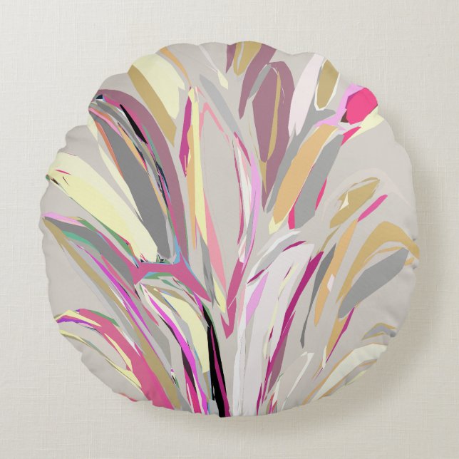 Abstracte tropische Plant Vector Art Style Rond Kussen (Voorkant)