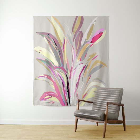 Abstracte tropische Plant Vector Art Style Wandkleed (In situ)