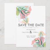 Abstracte tropische rillingen bruiloft save the date (Voorkant / Achterkant)
