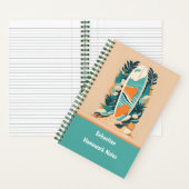 Abstracte Tropische Strand Surfplank Retro School Notitieboek (Binnen)