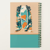 Abstracte Tropische Strand Surfplank Retro School Notitieboek (Achterkant)