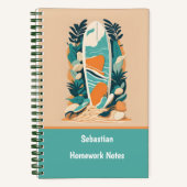 Abstracte Tropische Strand Surfplank Retro School Notitieboek (Voorkant)