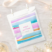 Abstracte tropische strepen roze aqua bruiloft bedankzakje (Geknipt)