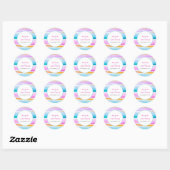 Abstracte tropische strepen roze aqua bruiloft ronde sticker (Vel)