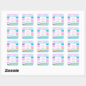 Abstracte tropische strepen roze aqua bruiloft vierkante sticker (Vel)