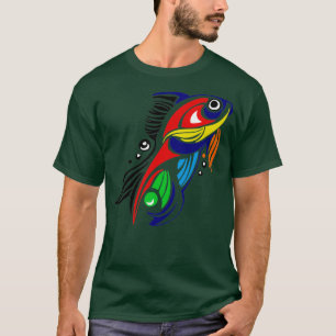 Abstracte tropische vissen t-shirt