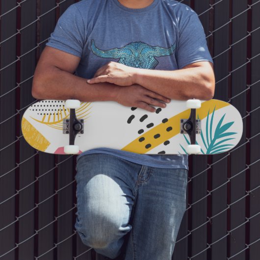 Abstracte tropische vormen persoonlijk skateboard (Buiten 3)