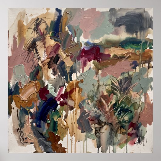 Abstracte Tuin Bloemen Poster (Voorkant)