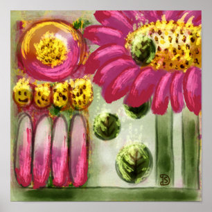 Abstracte tuin, Digitale Schildering Poster