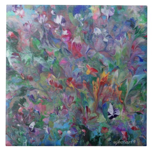 Abstracte Tuin Keramische Tegel Tegeltje (Voorkant)