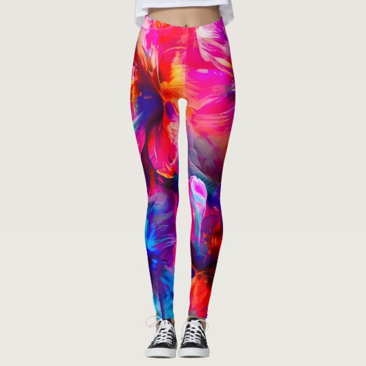 Abstracte tuinbloei leggings (Voorkant)