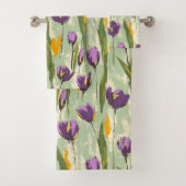 Abstracte Tulp Bloeit Op Mint Groene Achtergrond Bad Handdoek (Insitu)