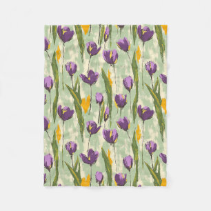Abstracte Tulp Bloeit Op Mint Groene Achtergrond Fleece Deken
