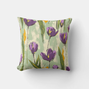 Abstracte Tulp Bloeit Op Mint Groene Achtergrond Kussen