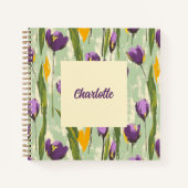 Abstracte Tulp Bloeit Op Mint Groene Achtergrond Notitieboek (Voorkant)