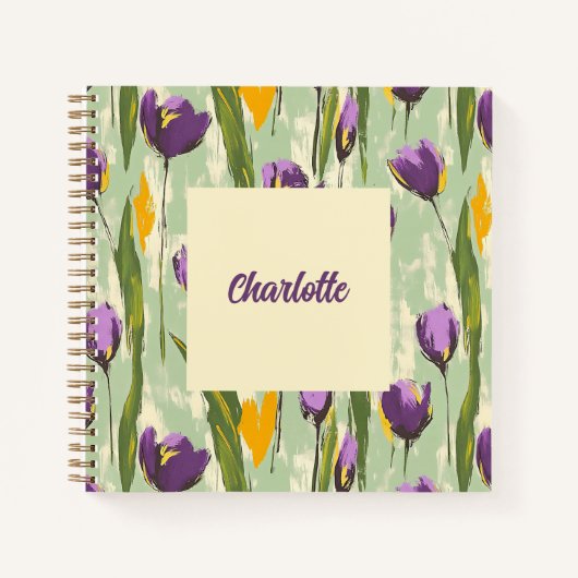 Abstracte Tulp Bloeit Op Mint Groene Achtergrond Notitieboek (Voorkant)