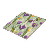 Abstracte Tulp Bloeit Op Mint Groene Achtergrond Tegeltje (Zijkant)