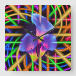 Abstracte Tulp Kleurrijke Mystieke Kunst Vierkante Klok