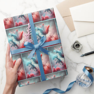Abstracte tulp met rokerige wolken cadeaupapier