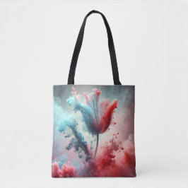 Abstracte tulp met rokerige wolken tote bag