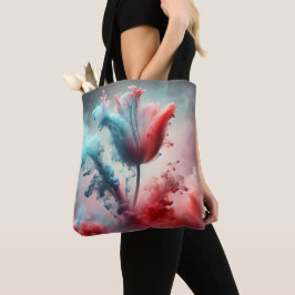 Abstracte tulp met rokerige wolken tote bag