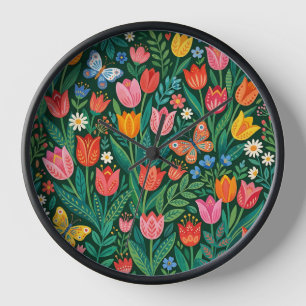Abstracte Tulp Vlinder Scandinavische Kunst Klokke