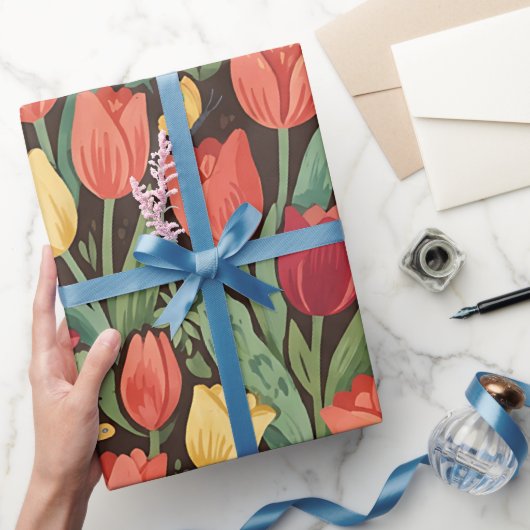Abstracte Tulp Vlinders Inpakpapier (Geschenken)
