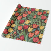 Abstracte Tulp Vlinders Inpakpapier (Uitgerold)