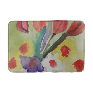 Abstracte Tulpen en lentbloemen Badmat