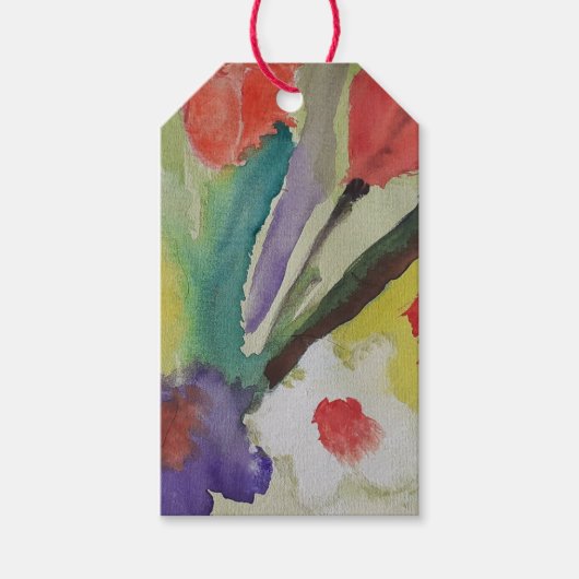 Abstracte Tulpen en lentbloemen Cadeaulabel (Voorkant)