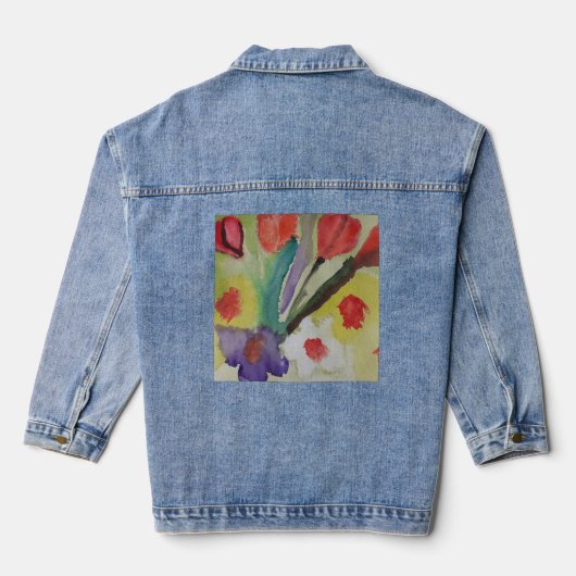 Abstracte Tulpen en lentbloemen Denim Jacket (Achterkant)