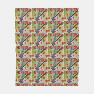 Abstracte Tulpen en lentbloemen Fleece Deken