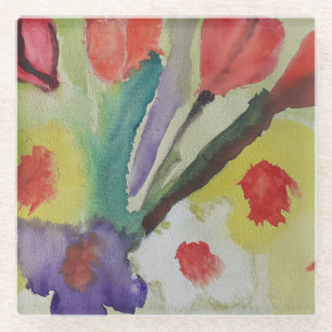 Abstracte Tulpen en lentbloemen Glazen Onderzetter