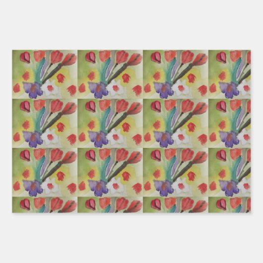 Abstracte Tulpen en lentbloemen Inpakpapier Vel (Voorkant 2)