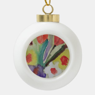 Abstracte Tulpen en lentbloemen Keramische Bal Ornament