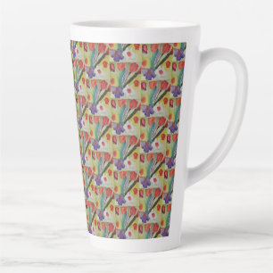 Abstracte Tulpen en lentbloemen Latte Mok