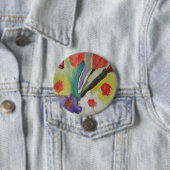 Abstracte Tulpen en lentbloemen Ronde Button 7,6 Cm (In situ)