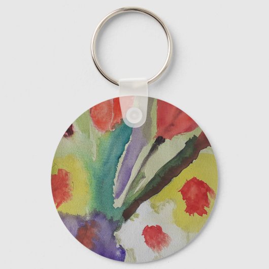 Abstracte Tulpen en lentbloemen Sleutelhanger (Voorkant)