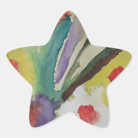 Abstracte Tulpen en lentbloemen Ster Sticker (Voorkant)