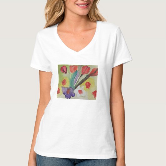 Abstracte Tulpen en lentbloemen T-shirt (Voorkant)