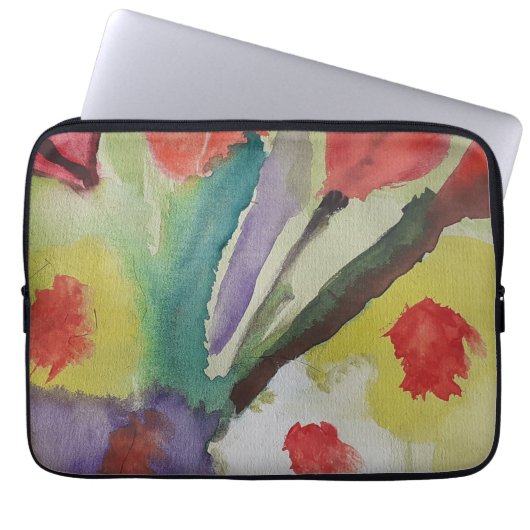 Abstracte Tulpen & Lente Bloemen Laptop Sleeve (Voorkant)