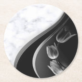 Abstracte Tulpen met witte marmer Ronde Kartonnen Onderzetter (Voorkant)