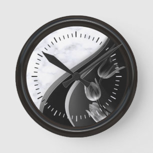 Abstracte Tulpen met witte marmer Ronde Klok