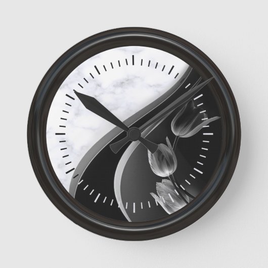 Abstracte Tulpen met witte marmer Ronde Klok (Voorkant)