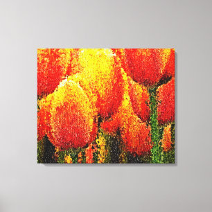 Abstracte Tulpen Schilderen Kunst - Verpakt canvas Afdruk