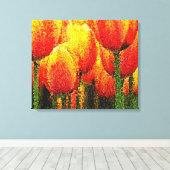 Abstracte Tulpen Schilderen Kunst - Verpakt canvas Afdruk (Insitu (Houten vloer))