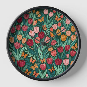 Abstracte tulpen & vlinders kunstklokken