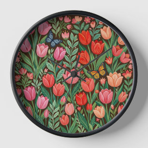 Abstracte tulpen vlinders volkskunst klokken